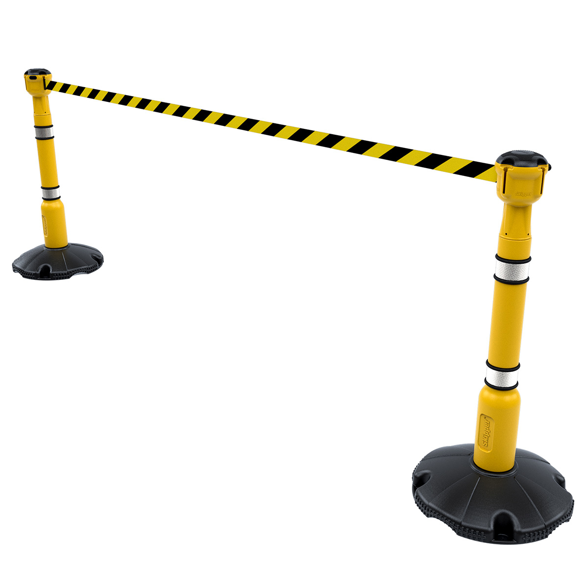 Skipper™ Retractable Barrier Kit 9m With Yellow Posts And Black and Yellow Chevron Tape